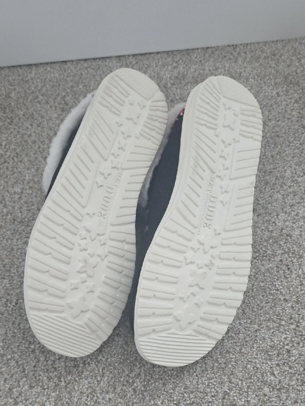 Hey Dude Womens Black Slip-On Shoes with Cream Lining and Pink Bead Accents - Picture 6 of 8